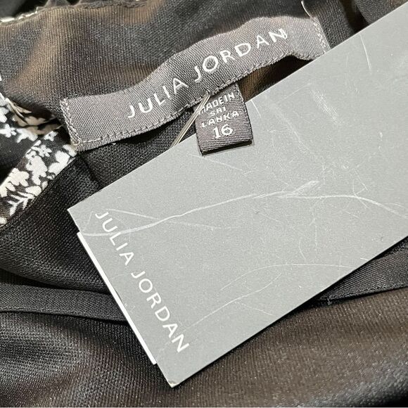 JULIA JORDAN Black White Print Maxi Dress Sz 16 New NWT Cruise Vacation Wedding - Picture 10 of 13